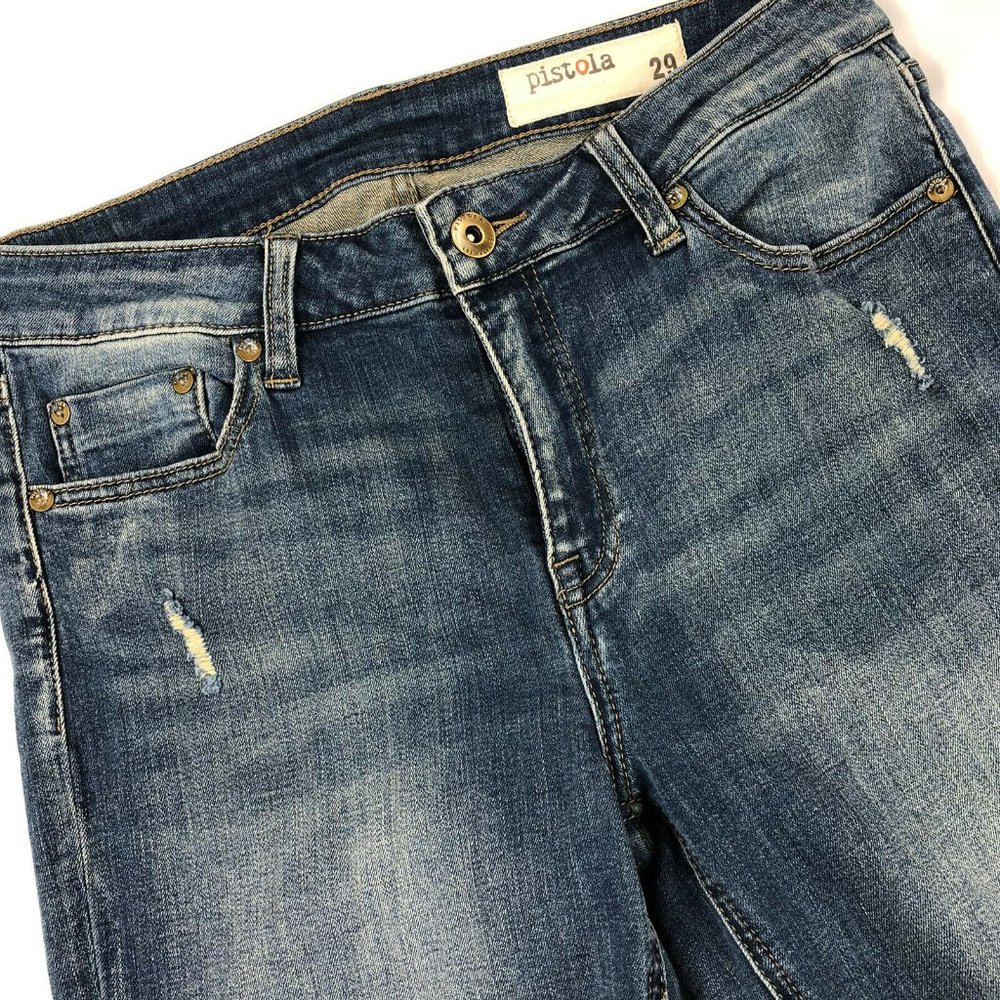 Pistola Womens Blue Jeans Distressed Skinny